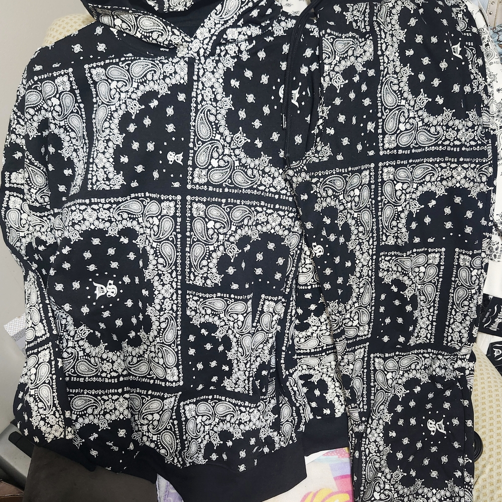 Black and White Bandana Print Hoodie